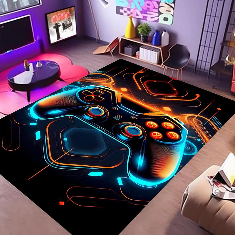 HD Home Area Gamer Rugs with Game Controller Design,Non Slip Floor Mats for Kids, Carpet for Decor Living Bed Playrooms Kitchen