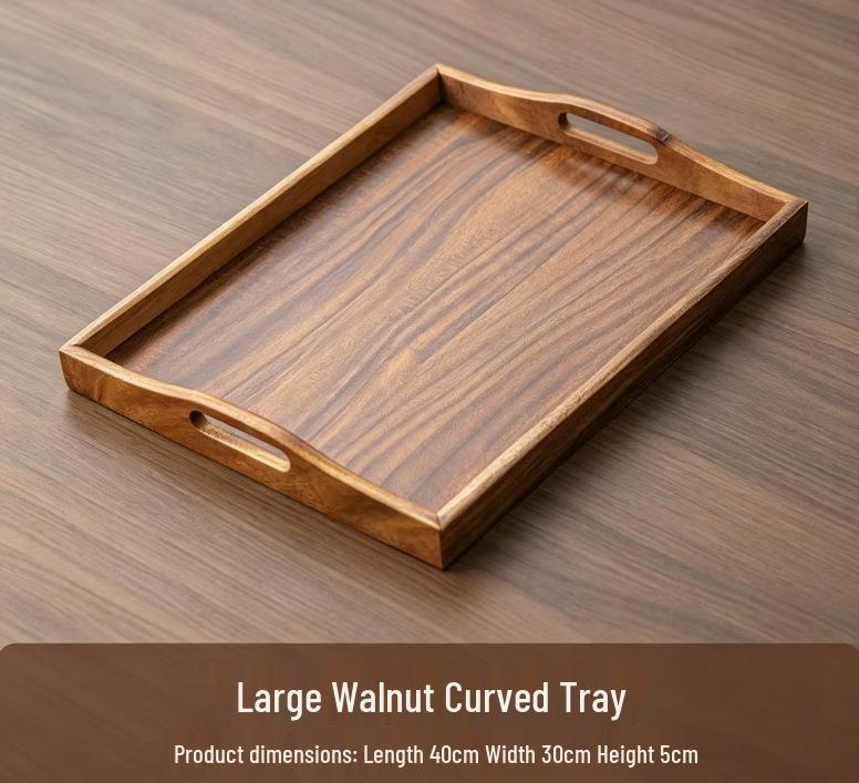 Japanese-Style Rectangular Walnut Wood Tray for Snacks and Tea