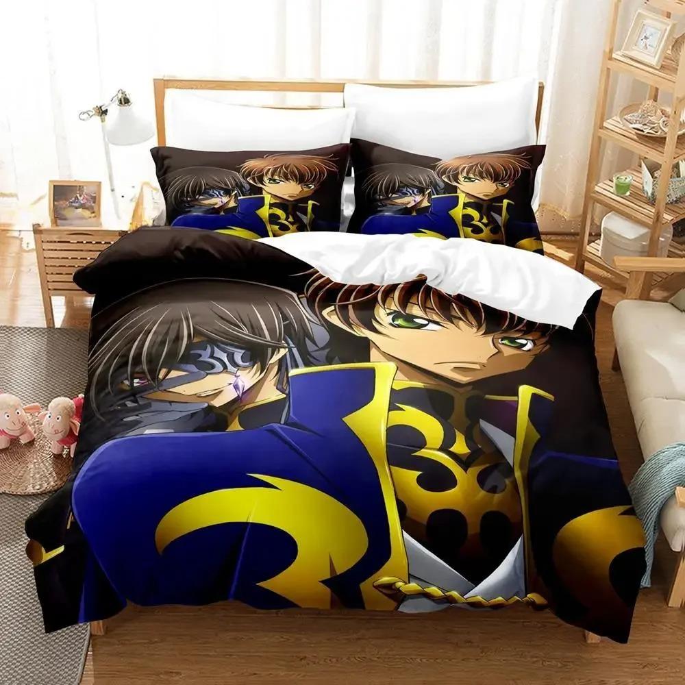 Code Geass Bettwäsche-Set Einzelbett Twin Full Queen King Size Bettset Erwachsener Kind Schlafzimmer Bettbezug Sets 3D-Druck Anime Bettlaken-Set