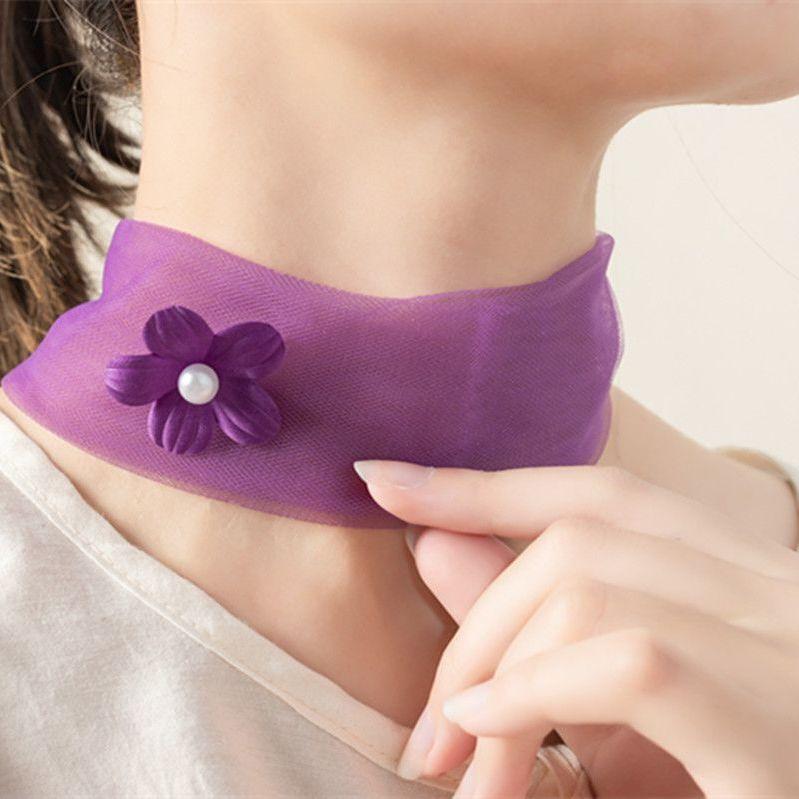 

Шарфы с магнитной застежкой для защиты шеи, универсальное украшение для женщин, закрывающие шею, узоры, кружево, дышащие, модные аксессуары, цветы 7