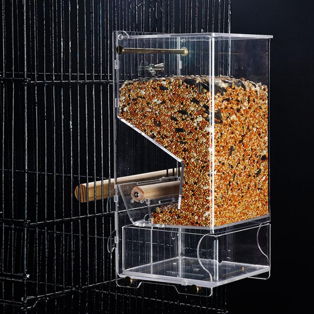 Automatic Acrylic Easy to Install Dispenser Bird Feeders Cage Accessories Parrot Feeding Bowl
