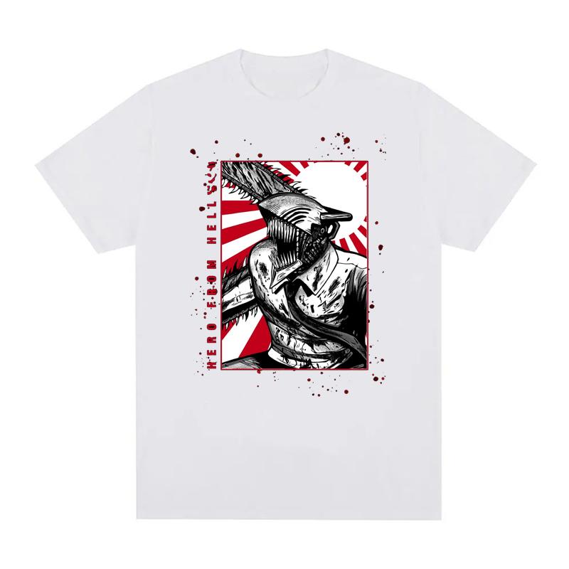 Japanese Anime Chainsaw Man T-shirts 100% Cotton Unisex Tees  EU Size  Manga Graphic Print Short-Sleeve Harajuku Tops