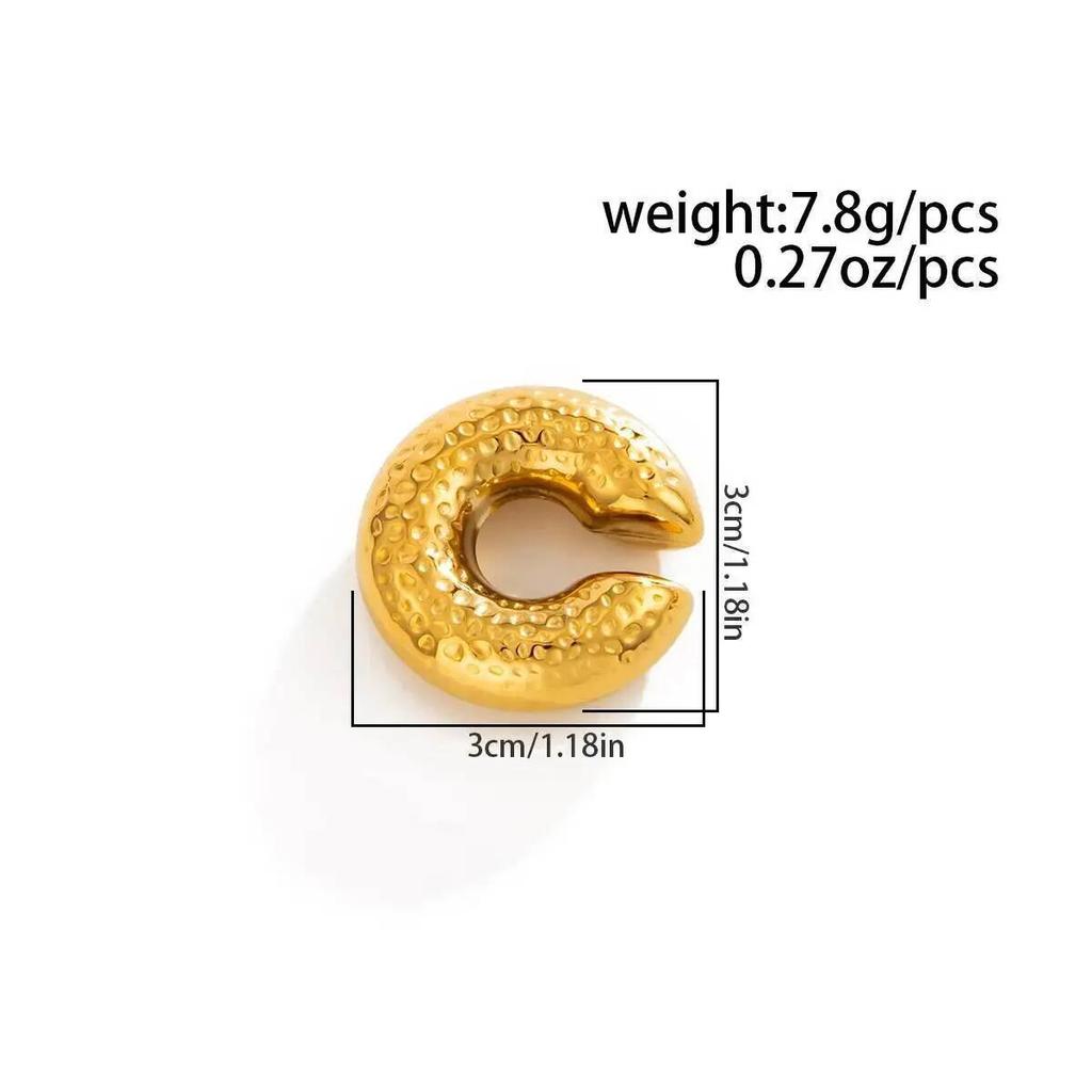 SHIXIN Punk Stainless Steel C Shape Thick Clip Earring Women 2026 New Minimalist Texture Earrings Fake Piercing Ear Clip Jewelry