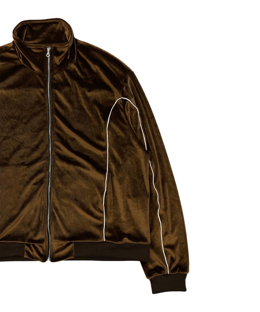 Losttownsupply Raw Velvet Zip-Up Jacket Brown