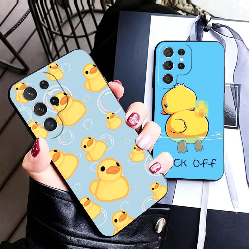 Funny Cute Cartoon Duck Soft Phone Case for Samsung Galaxy S26 S25 Edge S24 Ultra S23 Plus S22 S21 FE S20 Black Cover Back Shell