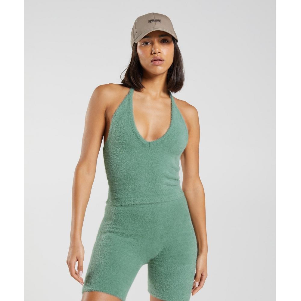 

Gymshark Whitney Eyelash Knit Midi топ-халтер Leaf Green B4a5a Ebct S