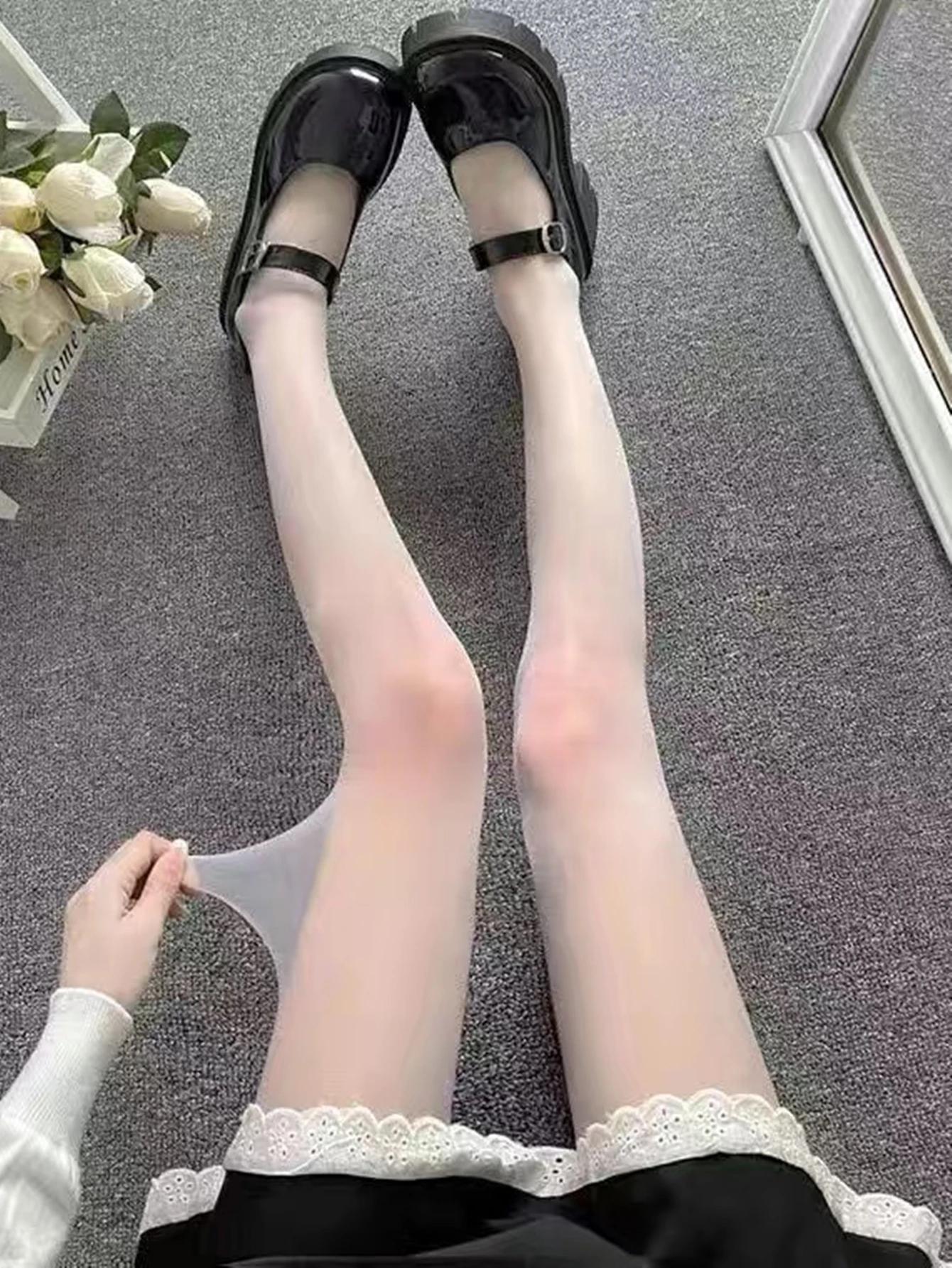 Sexy Black Stockings Women Heart Polka Dot Lolita Pantyhose Tight High Socks Female Good Elastic Stockings Erotic Lingerie One Size