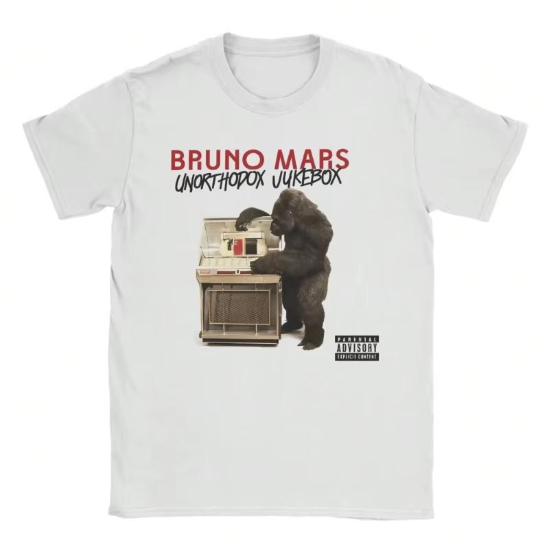 Singer Bruno Mars Tshirt Unisexs Harajuku style casual short sleeved Tshirt Cotton couple loose summer streetwear shirt S