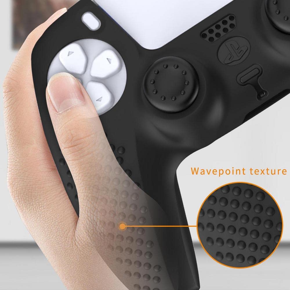 XBERSTAR Ergonomic Silicone Cover Case for PS5 DualSense Edge DualSense Edge Soft Rubber Protective Skin for Wireless Controller with Thumb Grip Caps