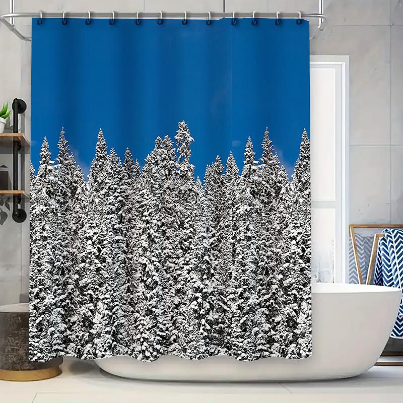

Winter Forest Shower Curtain Snowy Trees Nature Landscape Backdrop Bathroom Decor Woodland Theme Home Decor Rustic Farmhouse Sty W60H190(CM)-1 Pcs