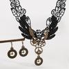 Gotisches Vampir Schmuckset Spitze Choker Halskette Zahnrad Uhr Ohrringe Halloween Piraten Kostüm Zubehör Set für Damen