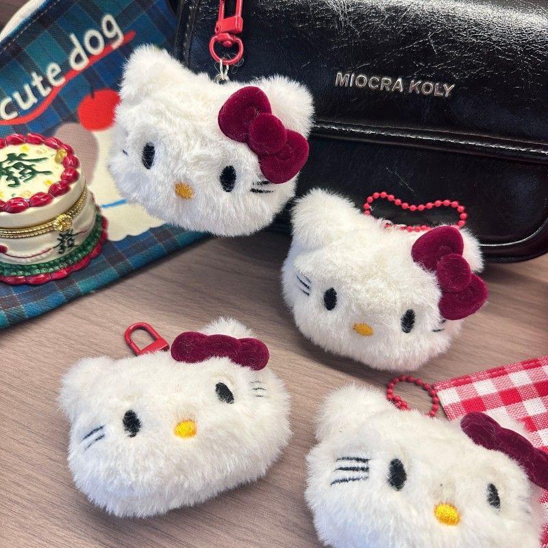 Sanrio Hello Kitty Plush Keychain Kawaii Backpack Pendant Soft Stuffed Doll Anime Cartoon Accessories Key Ring For Girls Gifts