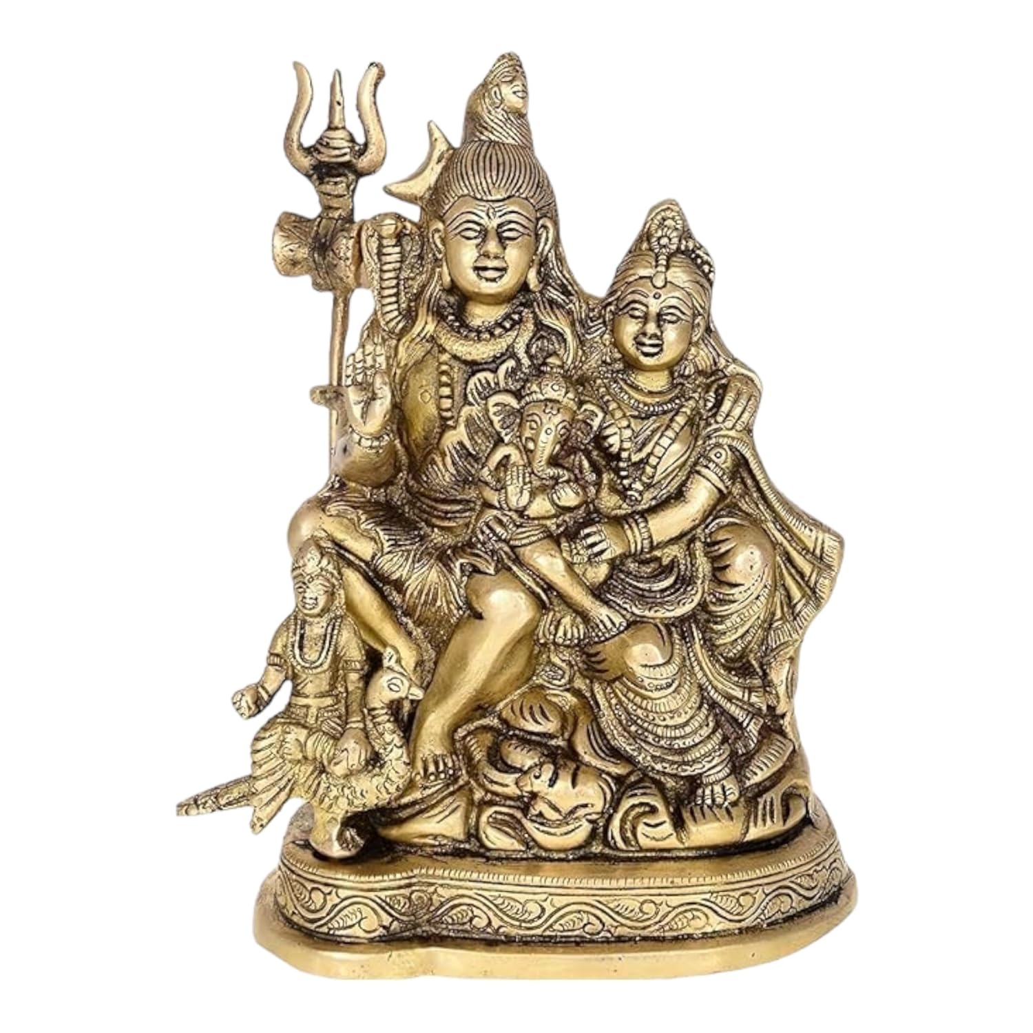 

Ashtadhatu Brass Shiv Pariwar Shankar Parvati & Ganesh Idol, Gold - 4 Inch