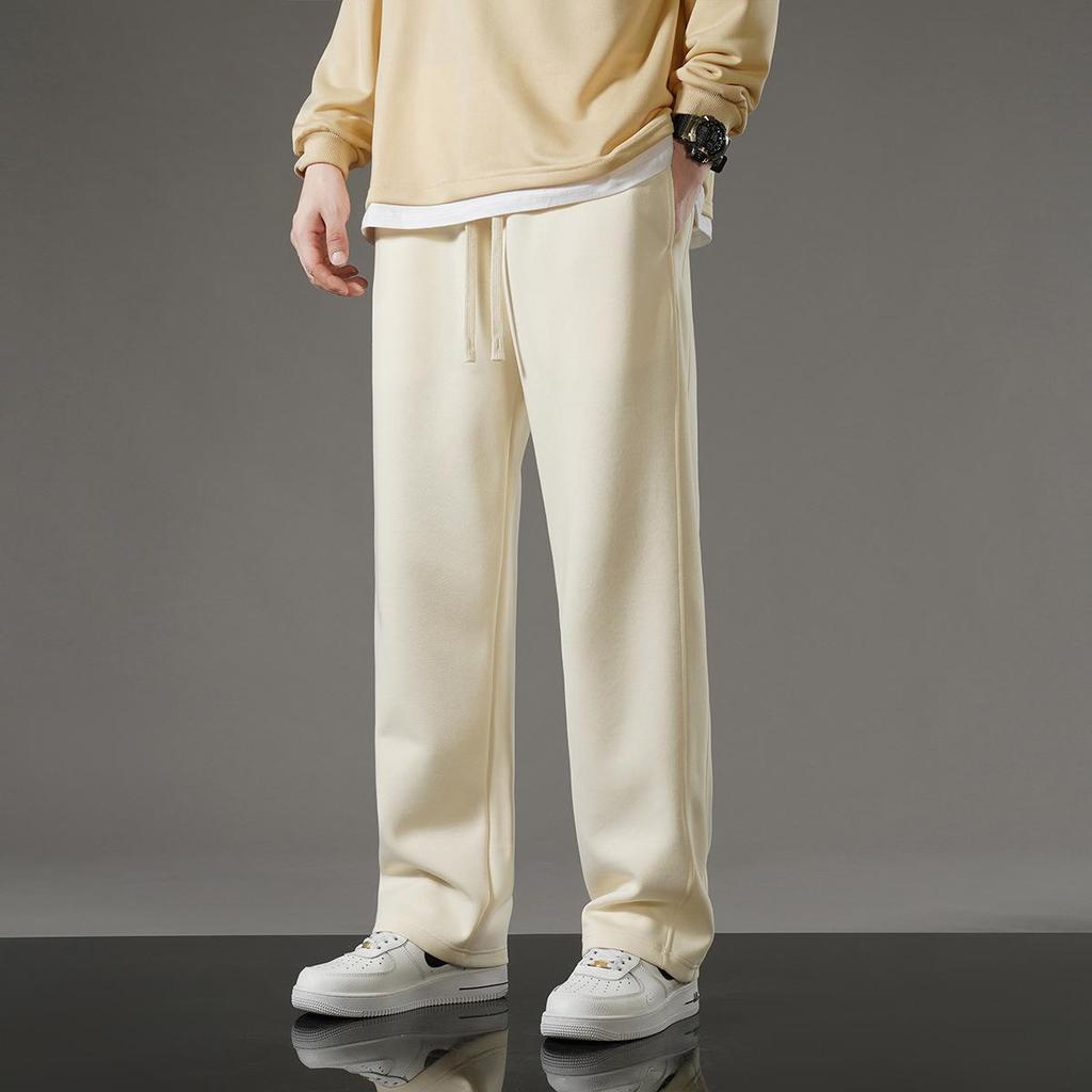 Spring Autumn Men Slim Sports Casual Pants Sweatpants Sportswear Drawstring Wide Leg Straight Track Pants Cotton Casual Loose Trousers