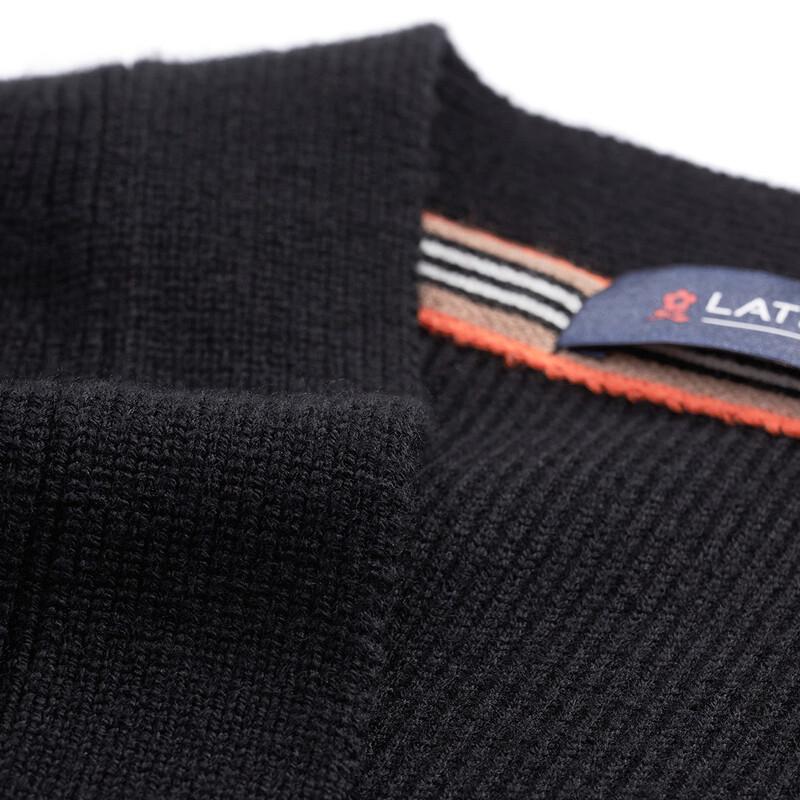 MONTAGUT Men's V-Neck Thick Knit Wool Blend Cardigan