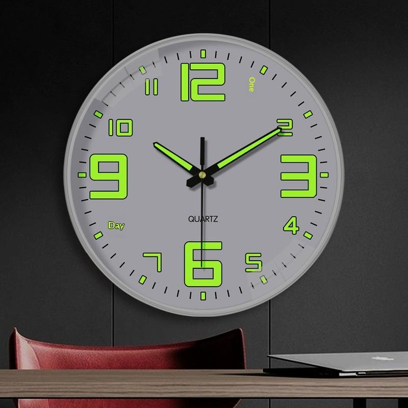 1 Pcs Luminous Wall Clock Light In Dark Night Digital Quartz Movement Bedrooms Living Room Study Loudspeaker Mute Clock For Home