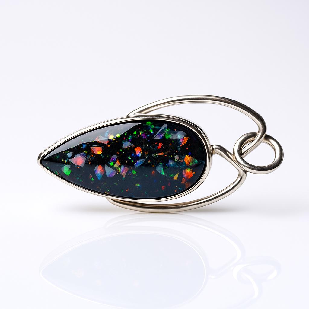 Certified 27 Ct Natural Black Opal Pear Pendant 925 Sterling Silver Jewelry