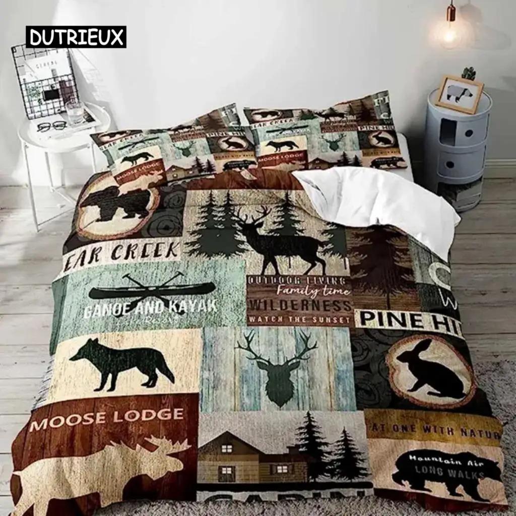 

Comforter Deer American Flag Elk Decor Bedding Set For Boys Teens Wild Animal Theme Comforter Soft Polyester Comforter (quilt)-EU Single(135*200cm)3pcs