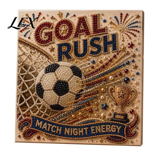 DIY Pearl Painting Football Stadium Kit, Soccer Ball Art Relaxing Activity Nights 3D Craft Kit for Beginners Fans Gift Family D
