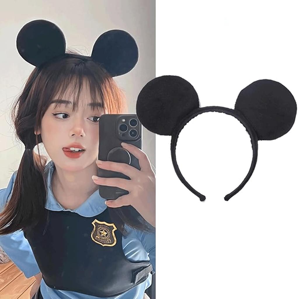 [Bookworm] Mickey Mouse Headband, Disney Headband with Cute Mouse Ears, Perfect for Cosplay Parties, Halloween, Birthday Parties, Themed Events, and