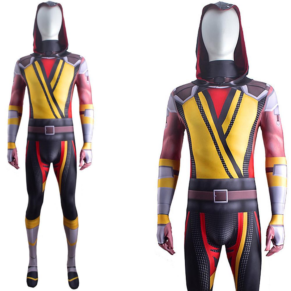 Mortal Kombat Scorpion Character Role Play Suit With Elastane For Cosplayers