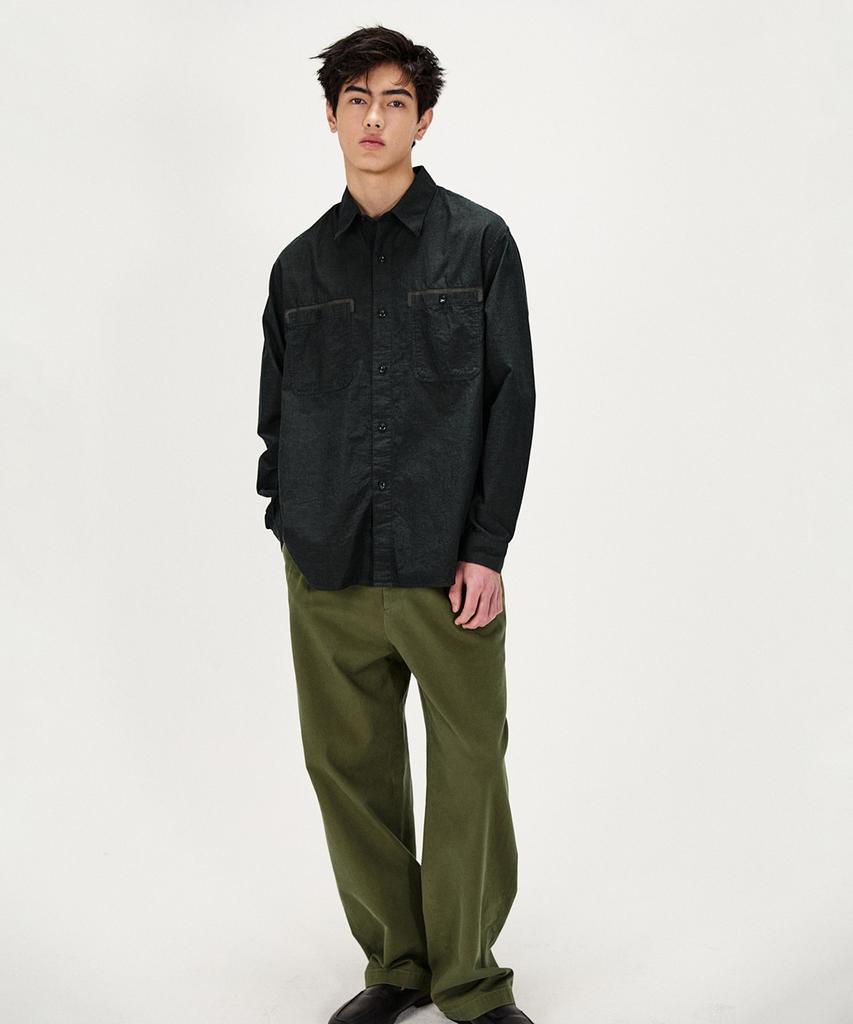 SHIRTER Cotton Drill Wide Chino Pants (Olive)