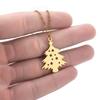 SMJEL Aesthetic Christmas Tree Charms Stainless Steel Chain Necklaces for Women Hollow Plant Deer Snowflake Pendant Zircon
