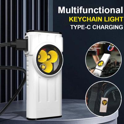 Lanterna LED EDC Portabilă Tip Breloc Reîncărcabilă Type-C Lumină de Lucru cu Magnet pentru Camping Drumeții și Utilizare în Caz de Urgență