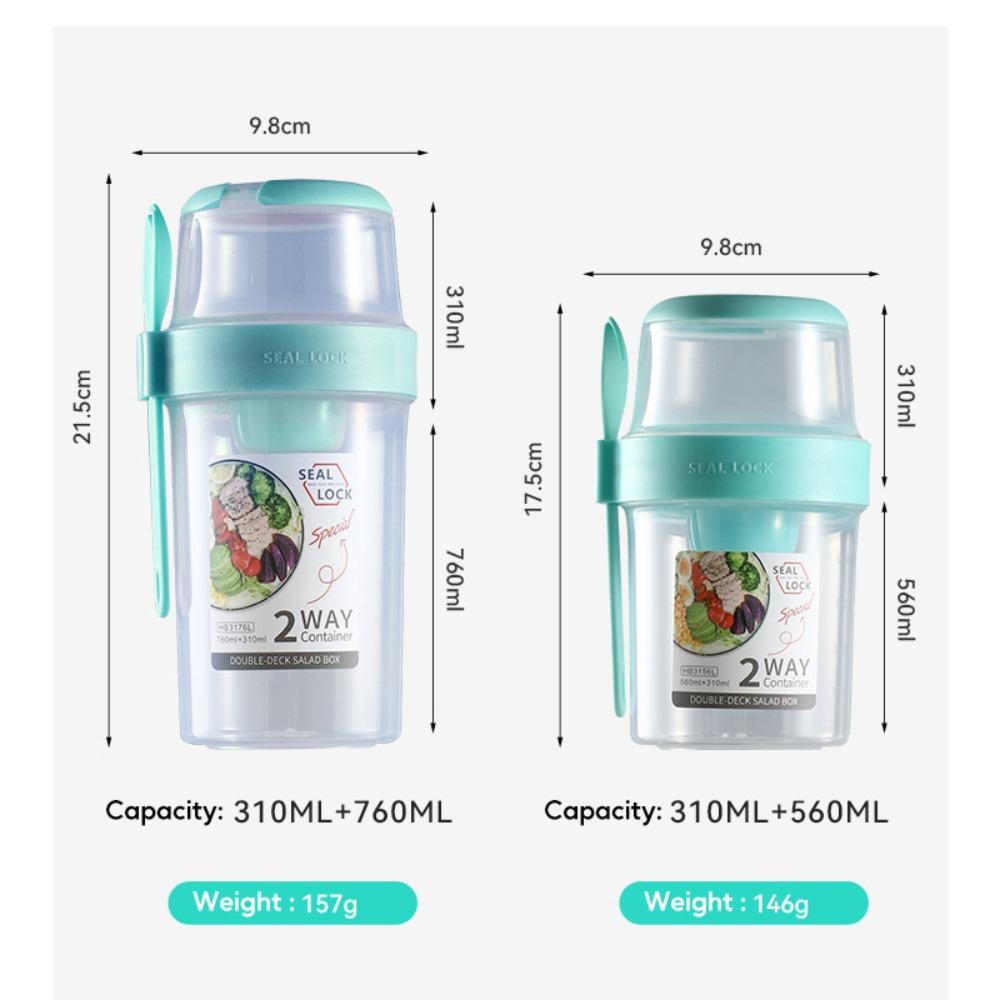 1L Portable Breakfast Cups Oatmeal Cereal Nut Yogurt Salad Cup Container Set with Fork School Lunch Box Food Storage Bento Box