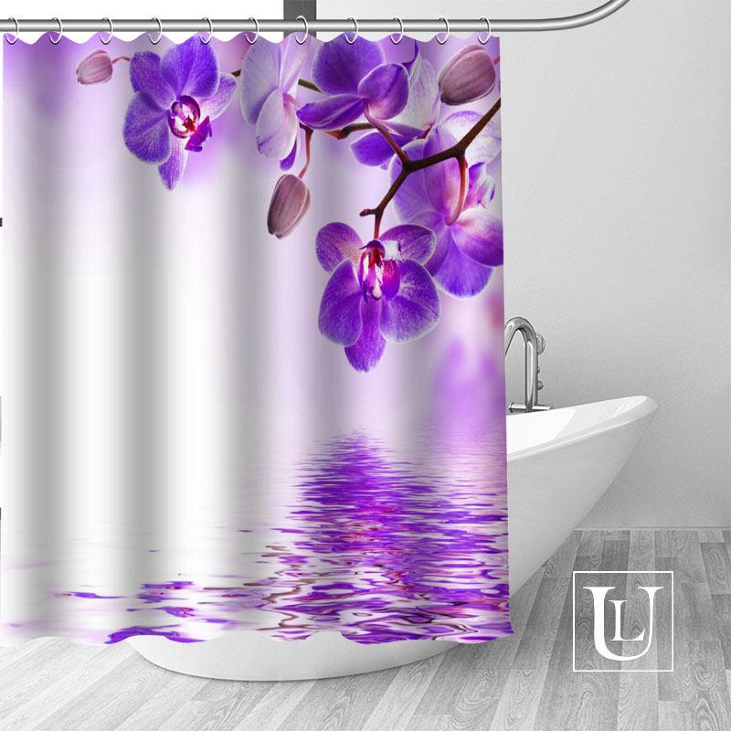 Orchideenblüten Duschvorhänge Kundenspezifischer Badezimmervorhang Wasserdichter Badezimmerstoff Polyester Duschvorhang 1 Stück kundenspezifisch 120x180cm