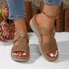 Fashion Vintage Slip On Soft Sole Wedge Heels Sandals Women Hollow Out Breathable Straps Slippers Women 2025 Casual Driving Beach Shoes