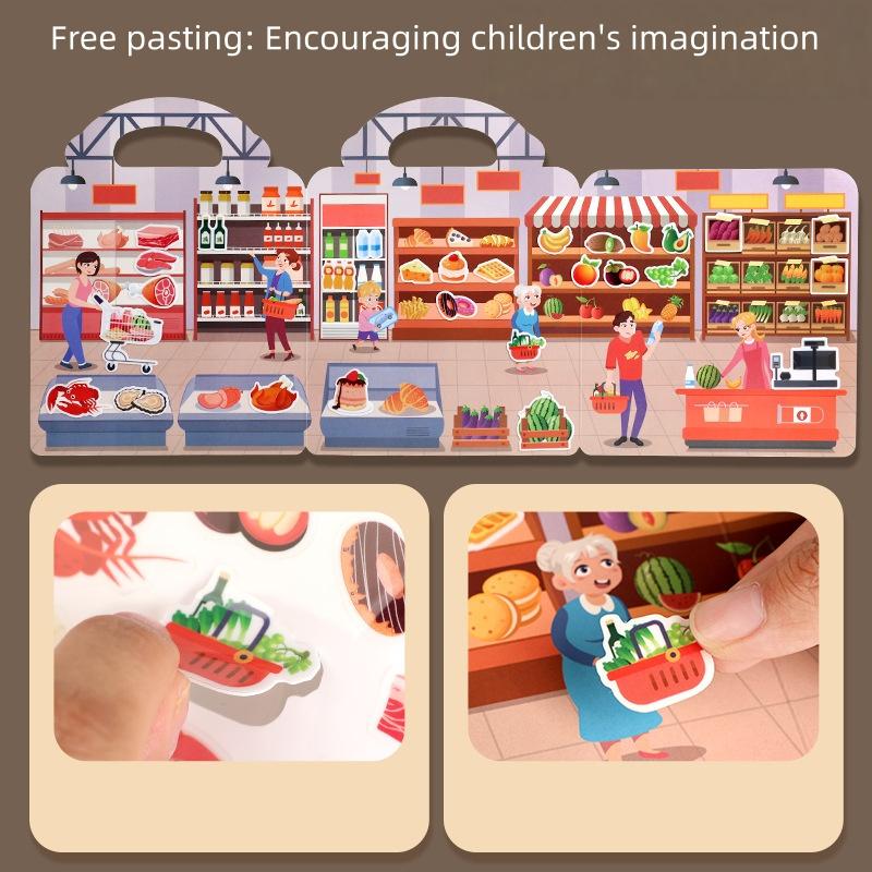 DIY Children's 3D Bubble Gelsticker Book Focus Ability Cultivation Reusable Sticking Quiet Book Princess Toy Sticker