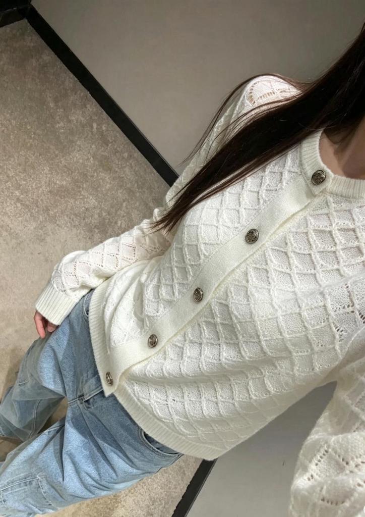 Trendy Knit Nan You Ou Rhombus Hollow Raglan Sleeve Cardigan - New Autumn Collection