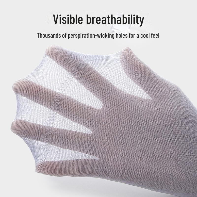 Men's Ice Silk Mid-Tube Sports Socks - Black, Summer Thin, Solid Color, Business Style