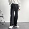 Pantaloni Casual Tinta Unita Antipilling Stile Coreano Vestibilità Dritta Drappeggiati Pantaloni Casual Larghi da Uomo Streetwear