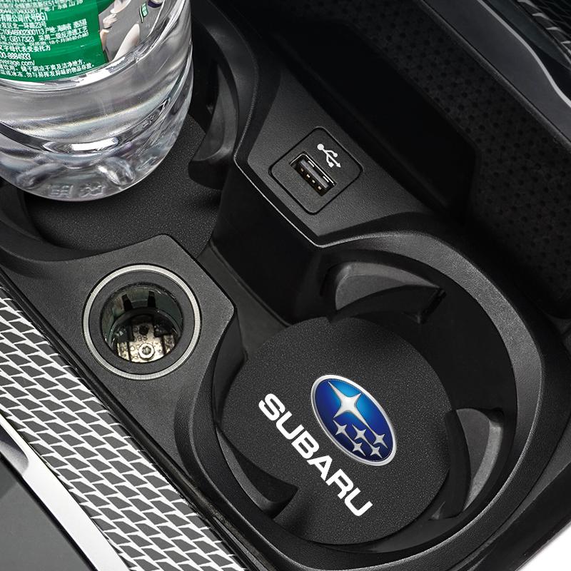 2PCS Car Anti Slip Mat Coaster Water Cup Slot Accessories For Subaru Forester XV Legacy Impreza WRX Crosstrek BRZ Tribeca Smart Y11