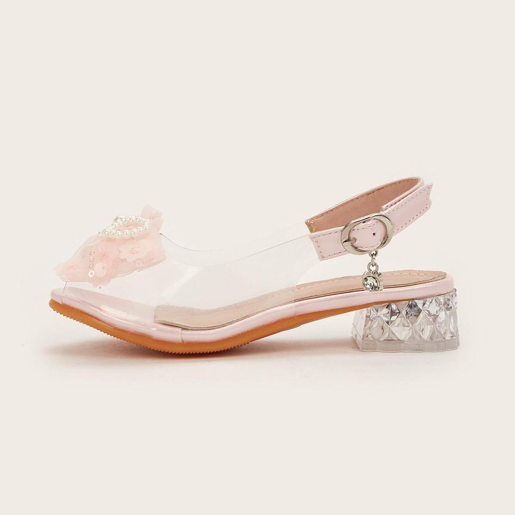 Mädchen 2025 Sommersandalen: Blockabsatz Feenstil mit Schleife - Ein-Wort Halbschuh-Design