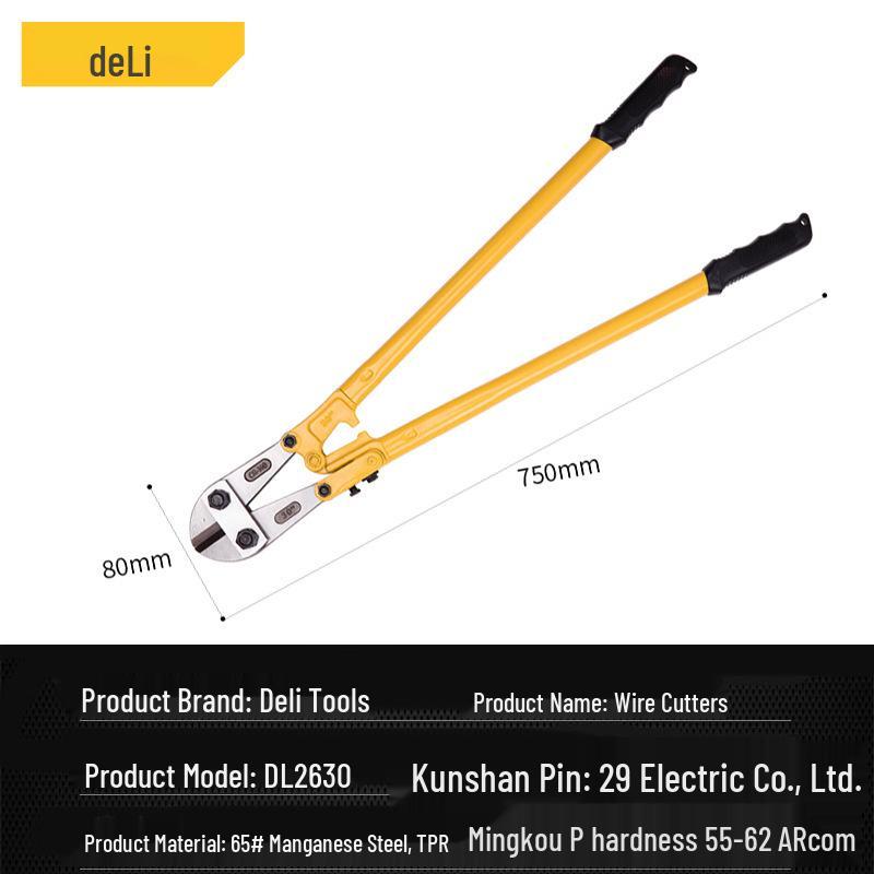 Deli Tools DL2624 Industrial Grade Wire & Rebar Cutter Pliers with Eagle Beak Design