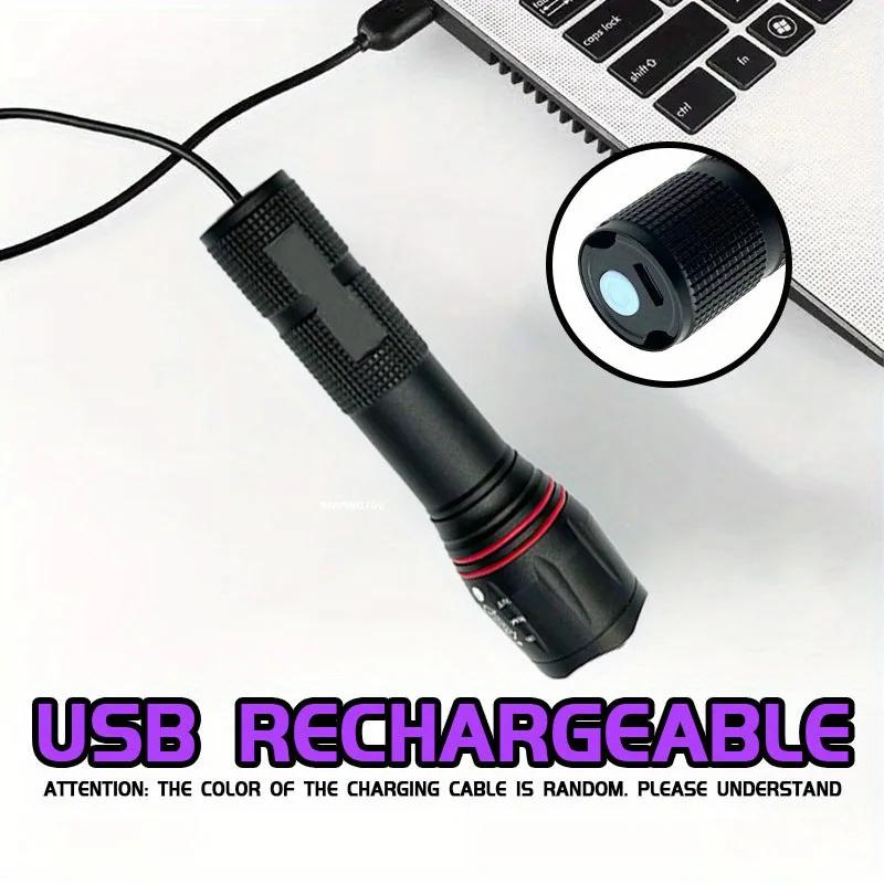 395nm T6 LED UV Flashlight Rechargeable Zoom Torch Light for Ink Dryer Money Fluorescer Detector UV Oil Curing Purple Light