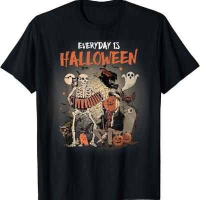 Jeder Tag ist Halloween Gruselige Monster Skelett Hexe Kürbis T-Shirt