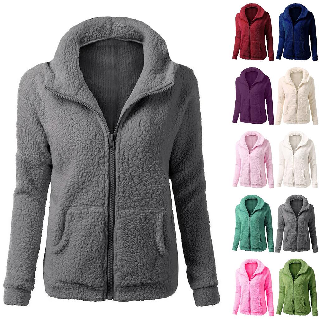 Winter Plush Tops Fashion Fall Winter Coats For Women Hoodie Woolen Coat   Ladies Jacket