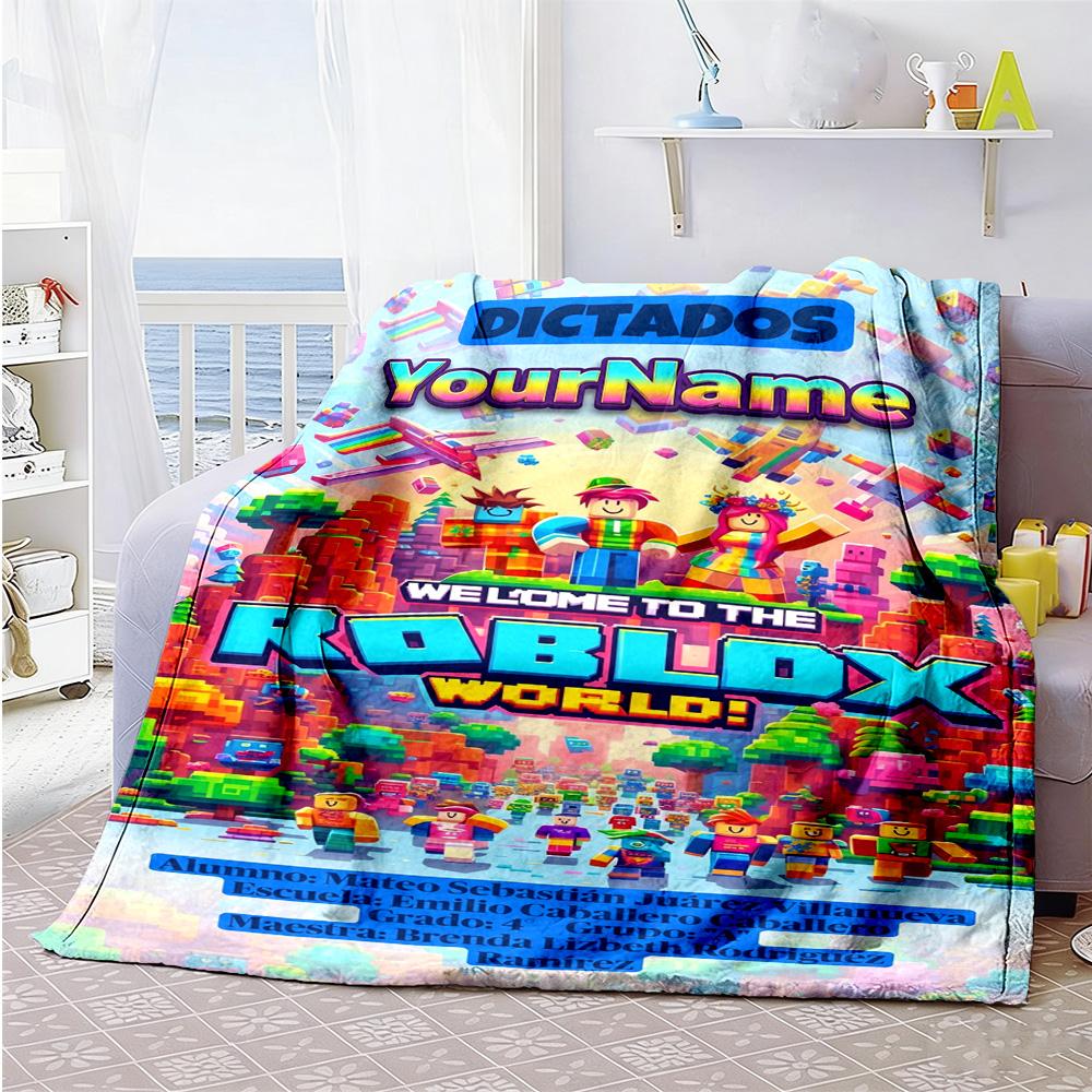 Roblox 81 Personalized Name Blanket Lightweight Personalized Blanket Soft & Cozy for Bed Picnics Office Chair Nap for All Occasions