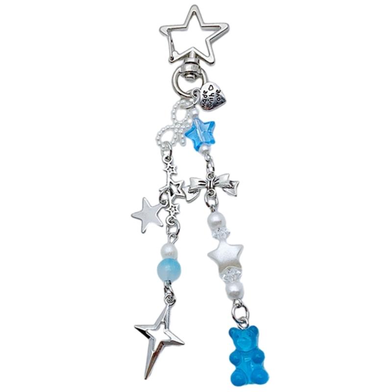 Five-pointed Star Tassels Phone Lanyard Acrylic Bear Pendant Keychain Keyring