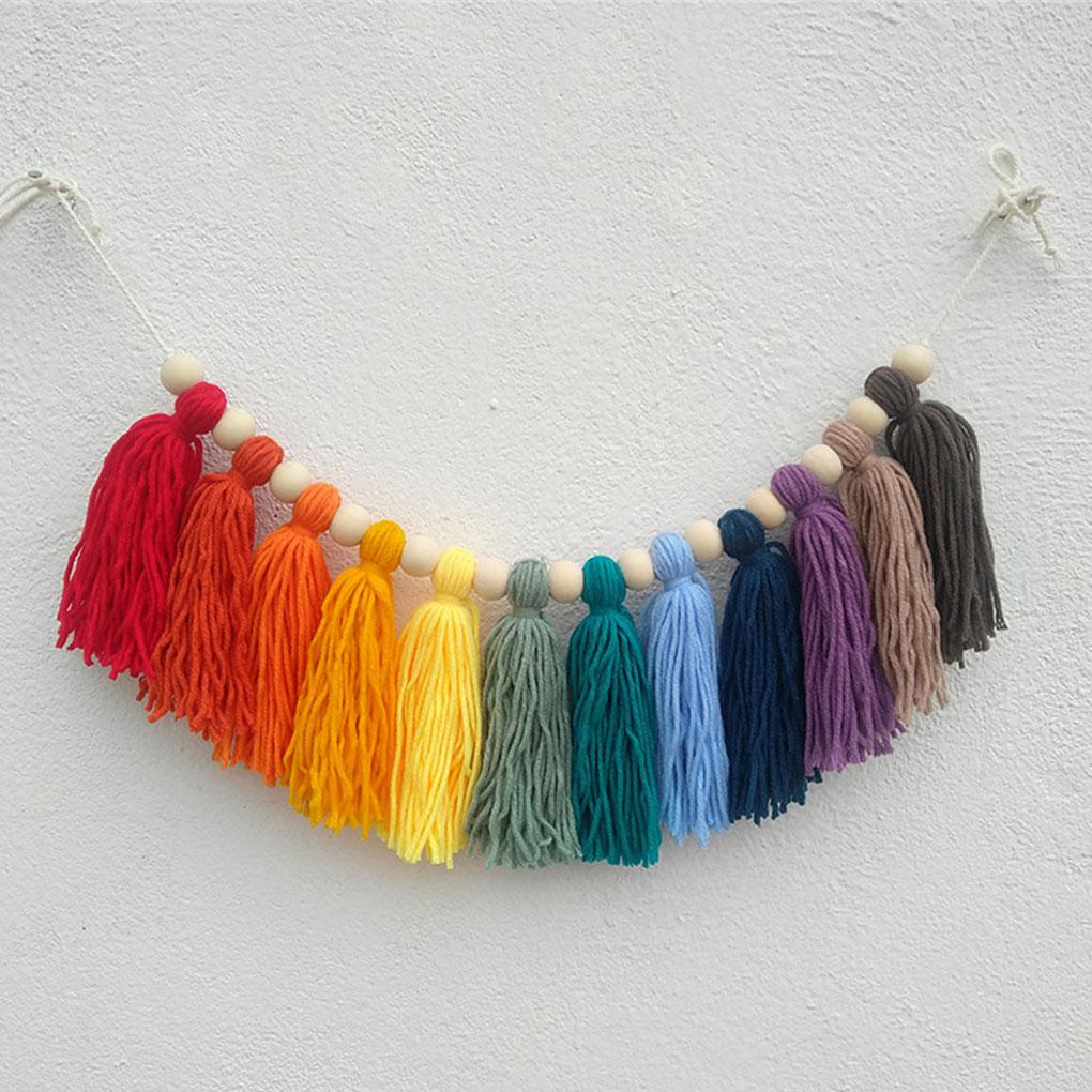 Cotton Tassel Garland Pastel Banner Addition To Nursery Room Girls Bedroom Accessories Easy Hanging
