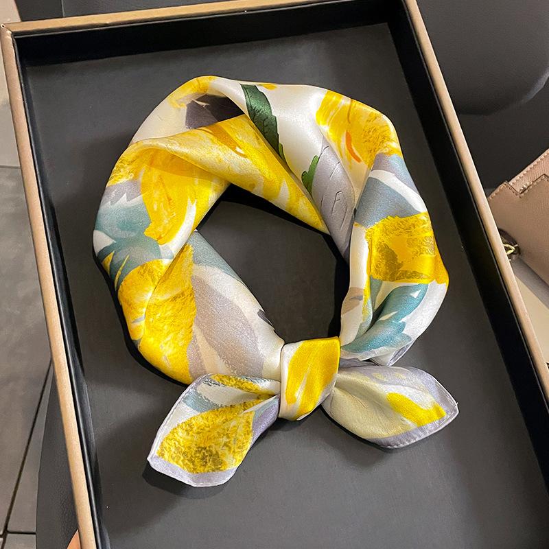 

Fashion 100% Real Silk Headscarf Square Scarf For Women Shawl Foulard Hijab Summer Print Neck Girls Hand Bag Bufanda Echarpe Real Silk 53x53cm