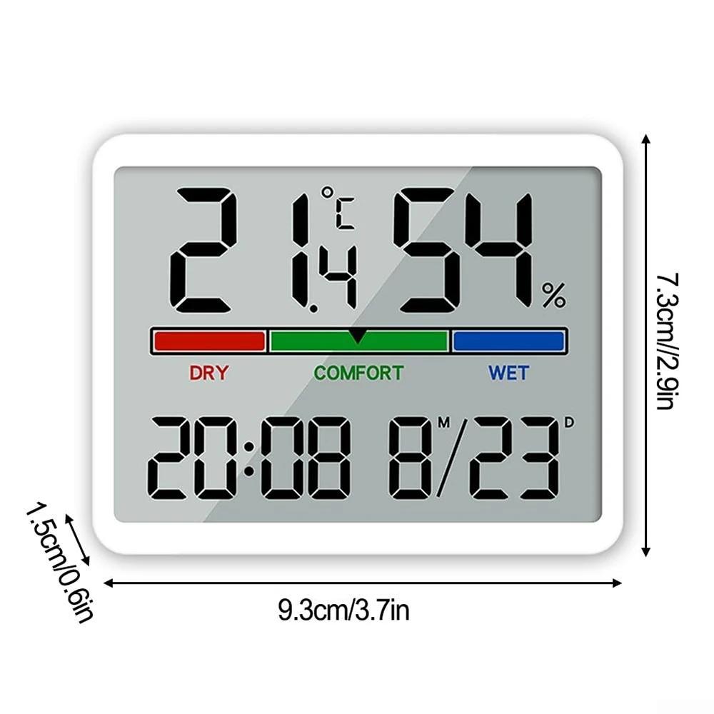 Slim Electronic Digital Clock Wall Mountable Magnetic LCD Small Alarm Clock Multi-function Temperature Humidity Electronic Clock