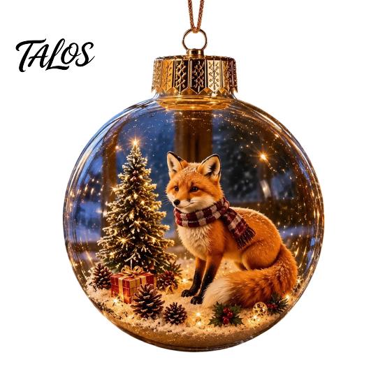 LED Christmas Baubles Glowing Scene Ornament Ball with Light for Tree Hanging And Tabletop Festive Lamps Decor, Transparent Acrylic Holiday