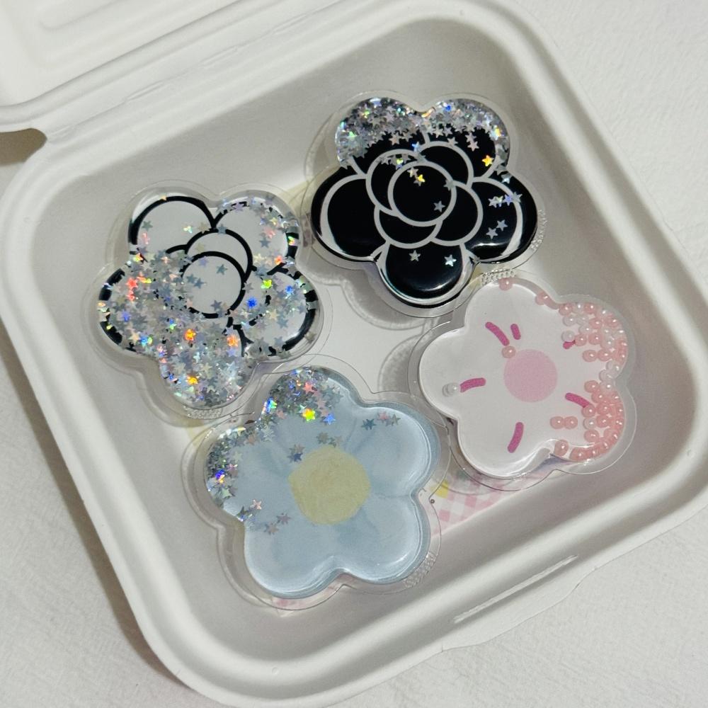 Korea Cute Glitter Flower Phone Griptok Grip Tok Stand Holder For iPhone Universal Accessories Finger Tips Bracket