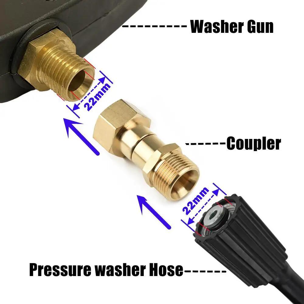 High Pressure Washer Swivel Connector Hose Fitting M22 14mm 15mm Anti-tangle Thread Rotation Water Gun Connector Car Cleaning