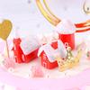 Festive Resin Snowy House Ornament Red Style Christmas Snowman Gift Decoration
